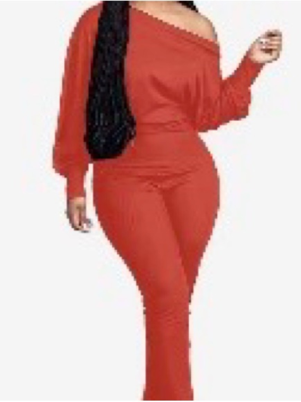 Women's Orange Long-Sleeve Jumpsuit